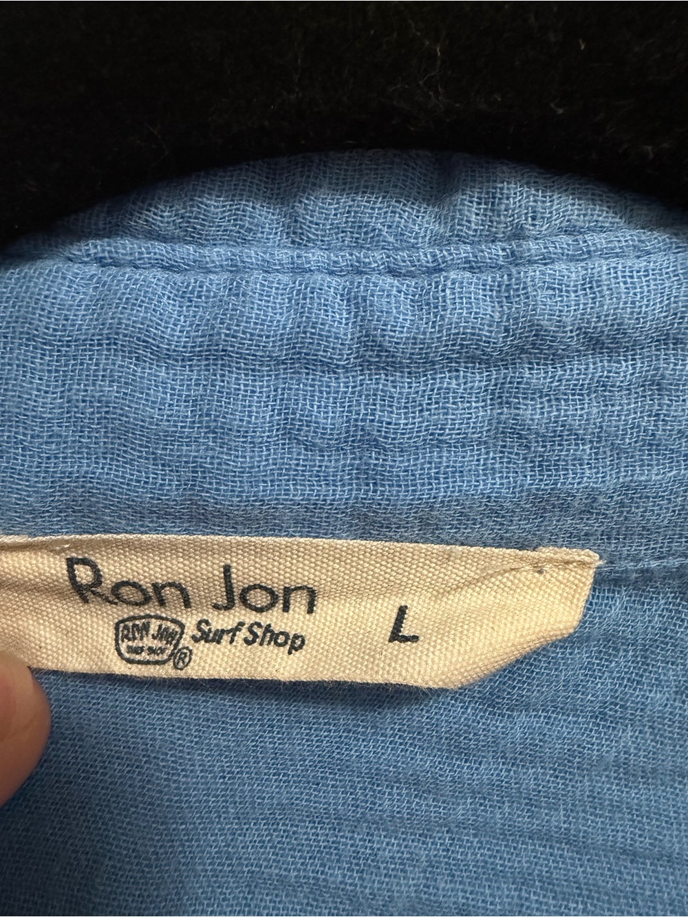Ron Jon Surf Shop Blue 100% Cotton Gauze Button Down Shirt Large - Picture 3 of 8